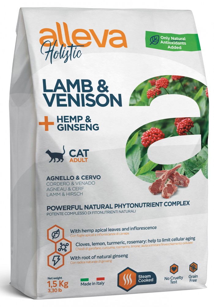 Корм Alleva Holistic Cat Adult Lamb & Venison для кошек, ягненок, оленина, конопля и женьшень