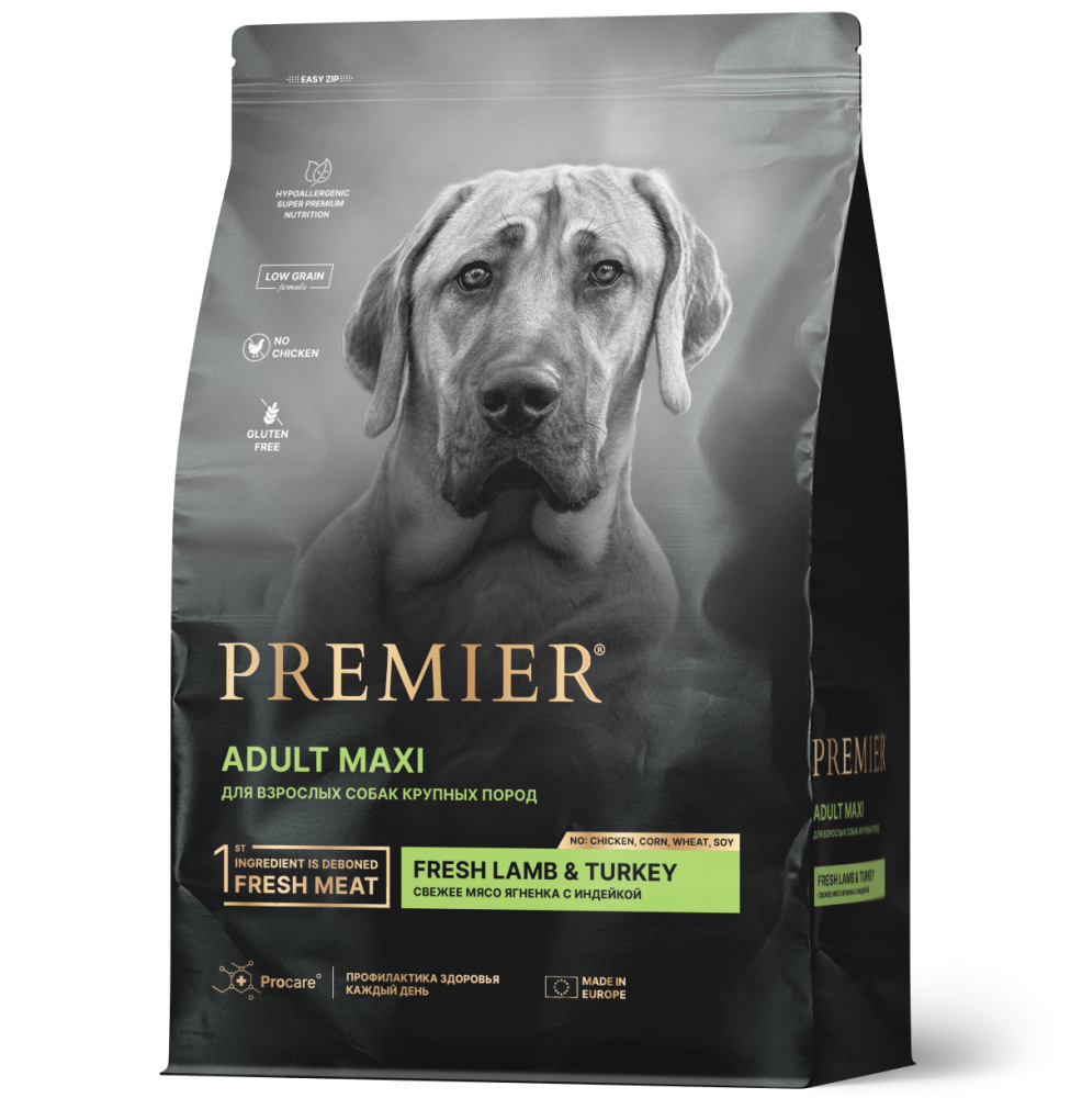 Корм Premier Lamb&Turkey ADULT Maxi сухой корм с ягненком и индейкой для взрослых собак КРУПНЫХ пород