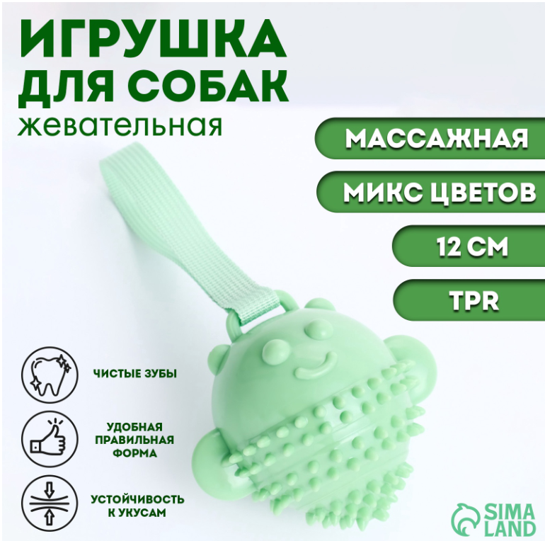Массажная игрушка для собак «Монстр» 12 см, TPR, МИКС