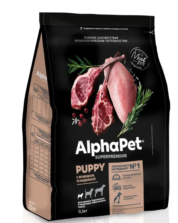 Корм AlphaPet для ЩЕНКОВ мини пород с ягненком и индейкой
