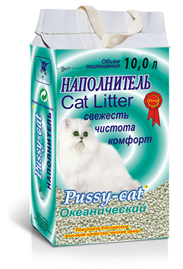 Наполнитель Pussy-Cat впитывающий Pussy-Cat "Океанический" 10 л