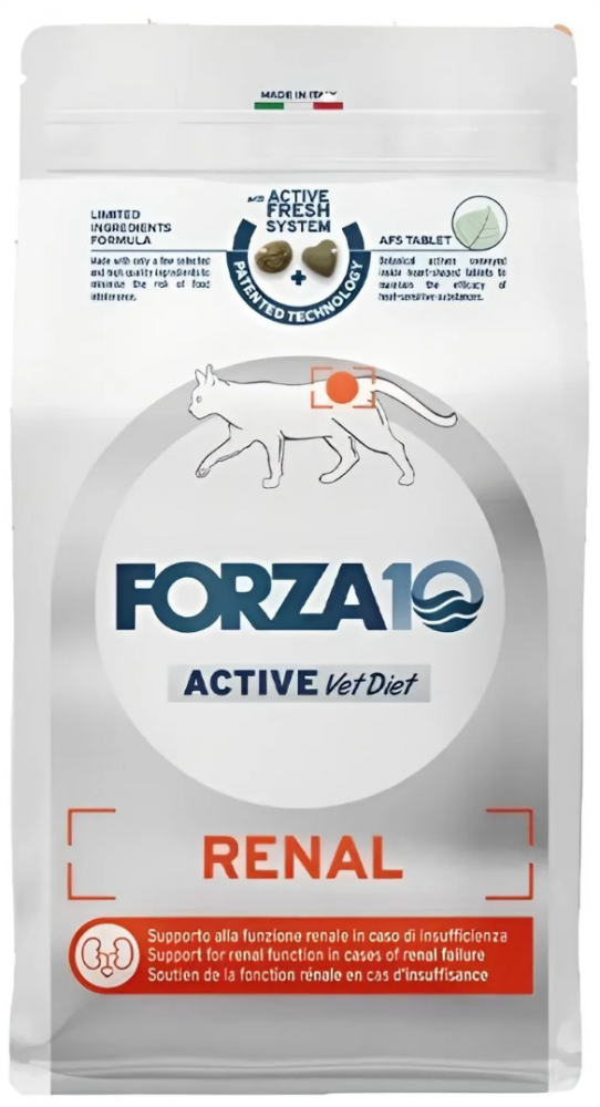 Корм Forza10 Renal Active при острой и хронической почечной недостаточности с рыбой 1,5 кг для кошек