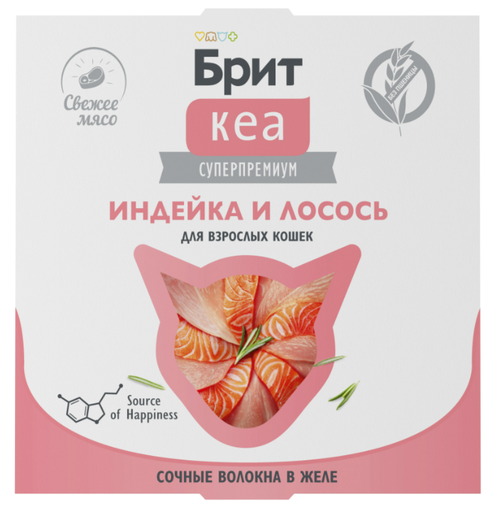 БРИТ КЕА, Ламистер для взрослых кошек, Индейка и Лосось: ЖЕЛЕ 75 г