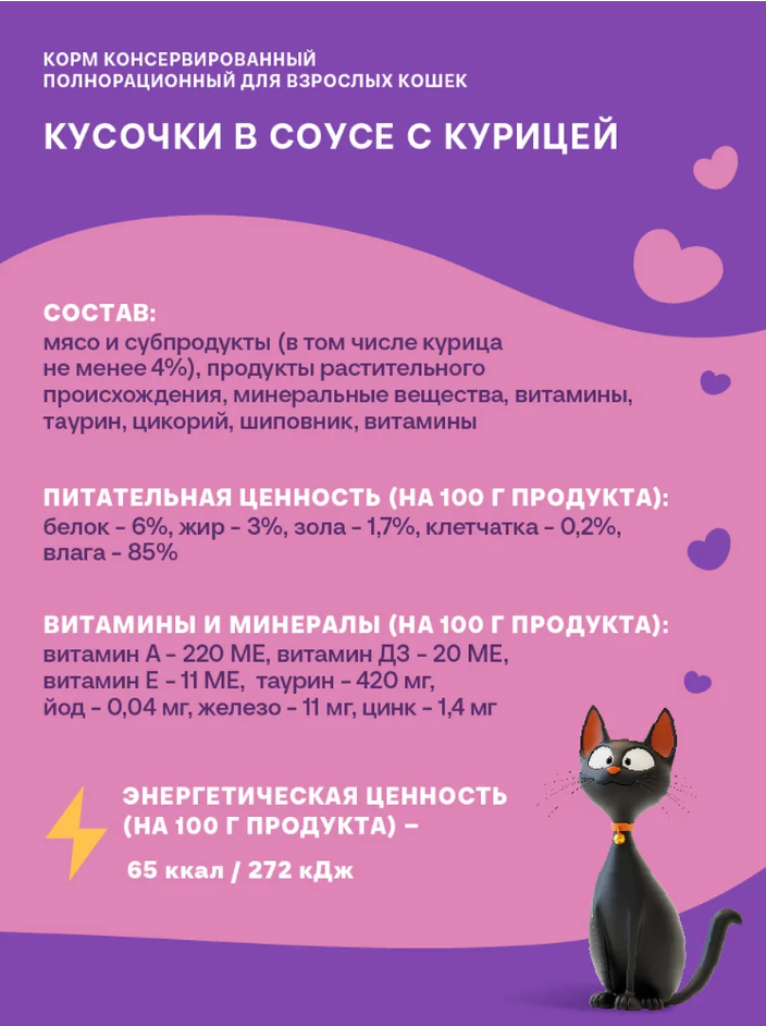 Консерва Хаппи Лаппи Курица (пауч) для кошек 75 г: СОУС