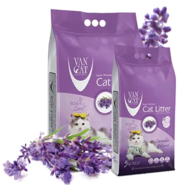 Наполнитель для кошек Van Cat комкующийся с ароматом лаванды 5 кг
