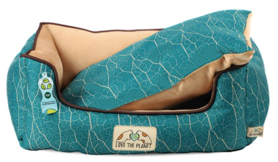 Лежанка прямоугольная "Клён" M, изумрудно-песочная, 610*460*180мм, серия LOVE THE PLANET